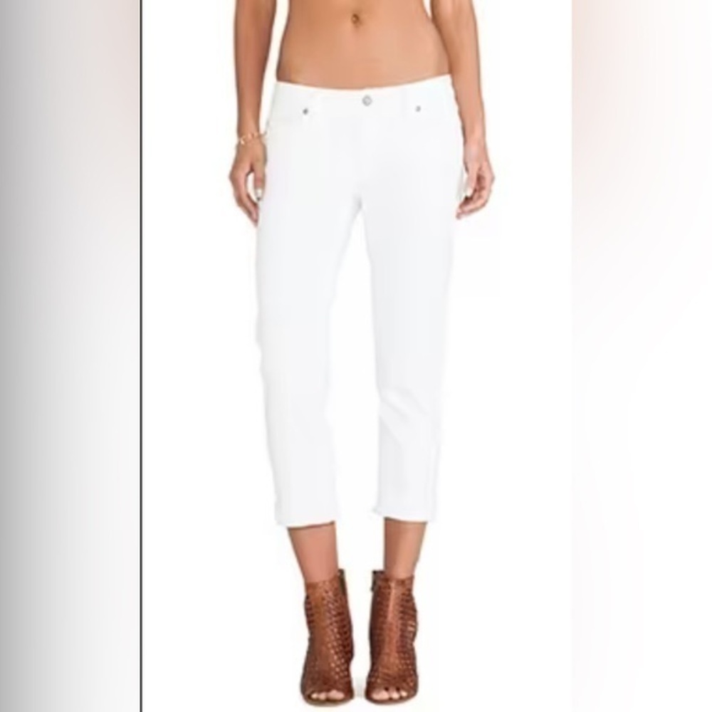 Paige Jimmy Jimmy Crop White Denim Jeans Size 28 Mid-rise